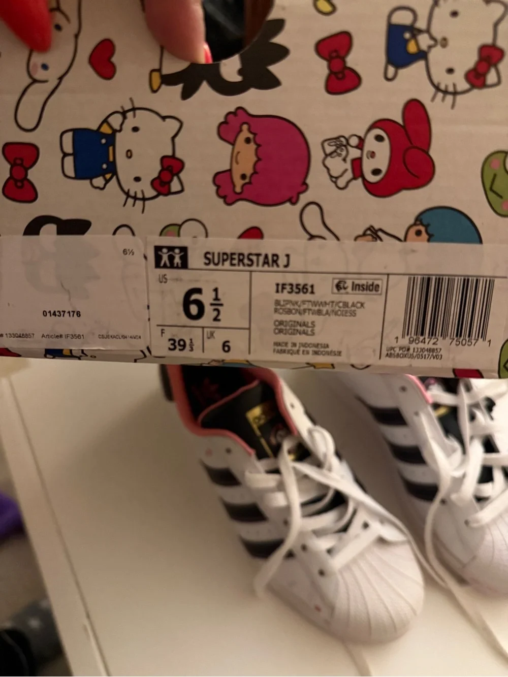 adidas Kids White, Black & Pink Classic Sneakers
